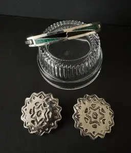 Vintage Southwestern Earrings & Bracelet Sterling Silver Jewelry Set