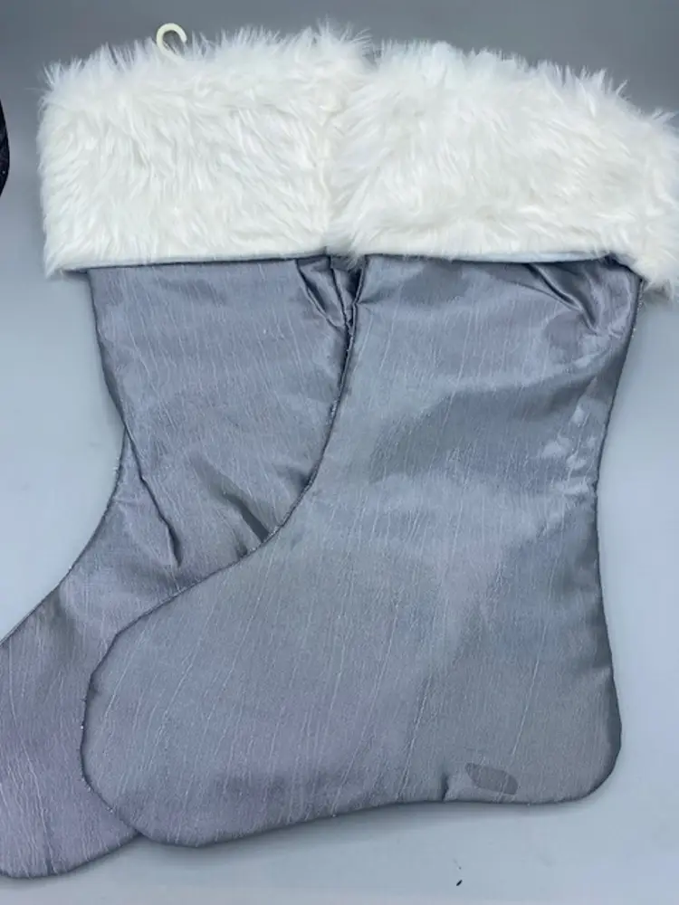 St. Nicks Choice White/Silver Lining Christmas Stockings..6-8