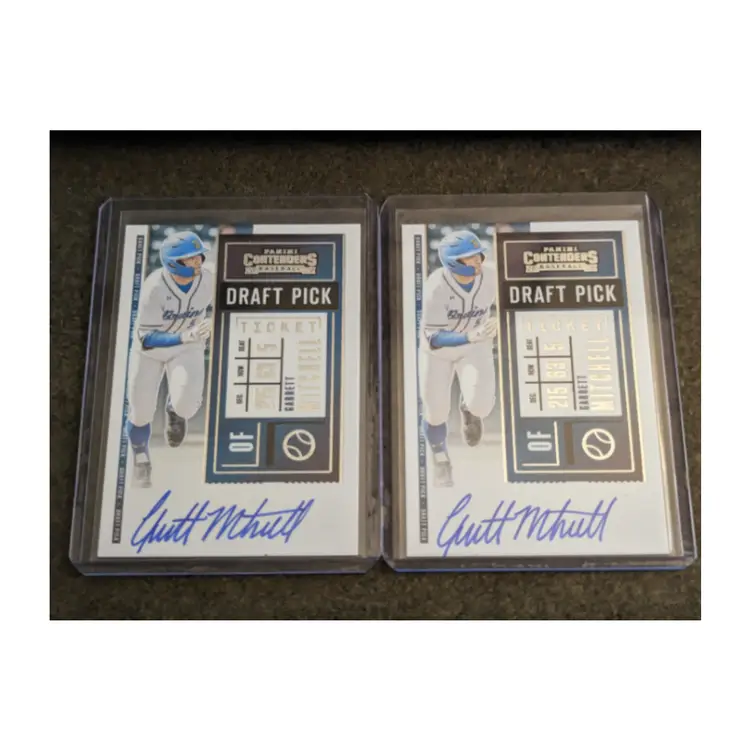 Lot Of 2 Garrett Mitchell Panini Contenders Draft Pick Tickets Autograph