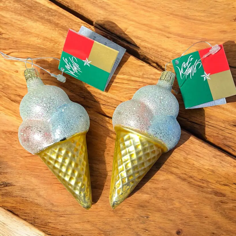 2 Signature Gifts Of Christmas Glass Ornaments Ice Cream Cone