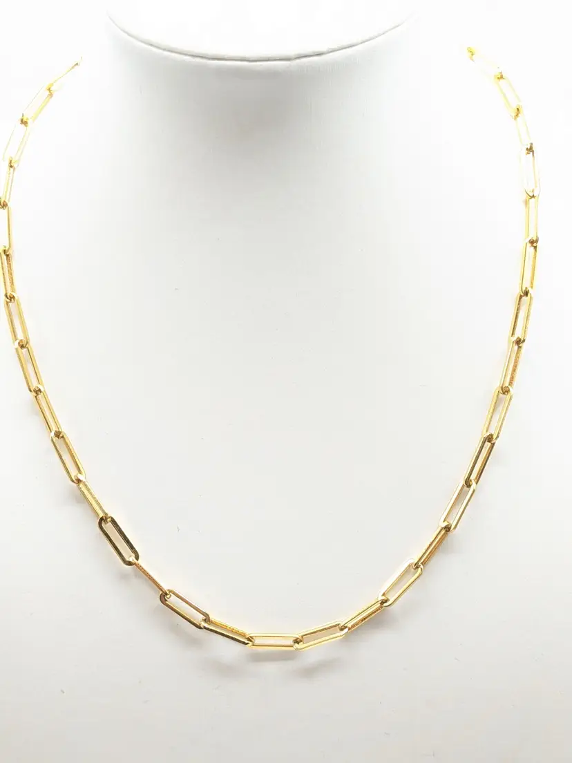 Gold Tone Paperclip Link Chain Necklace Jewelry