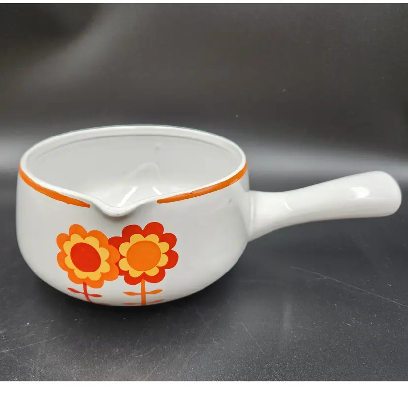 Retro Flower Power Ceramic Soup Bowl With Handle