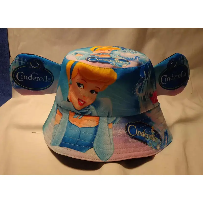 Disney Parks Cezani Cinderella Adult Size Bucket Hat Cap with Mickey Ears