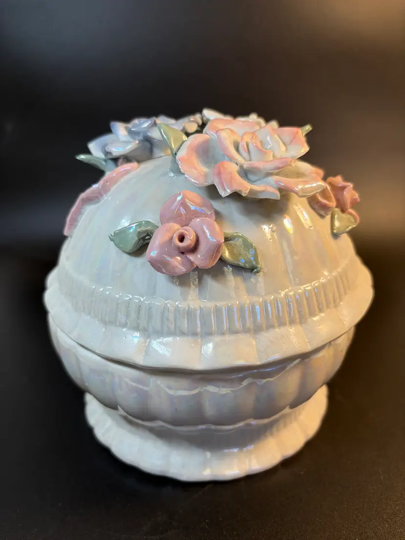 Iridescent Floral Trinket Box