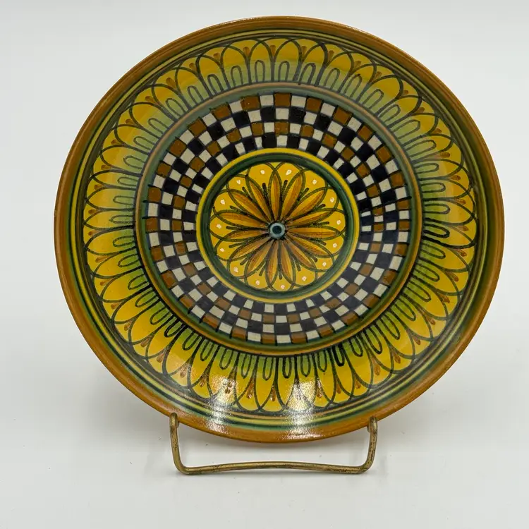 Patrizio Chiucchiù Deruta Italy Majolica Pottery Round Geometric Checkered 6 1/4 in Bowl Dish