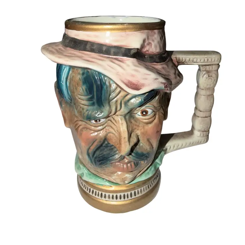 Vintage Hand-painted Moustache Man Mug