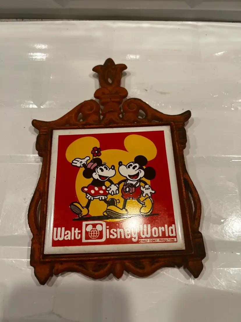 Vintage Disney Parks Walt Disney World Mickey & Minnie Mouse Metal Trivet