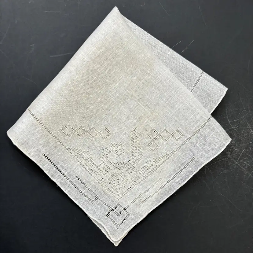 Linen Wedding Drawnwork Vintage Handkerchief Pulled Thread Cottage Core Bride