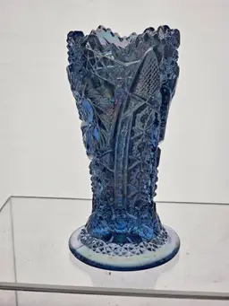 L.E Smith ice blue small vase