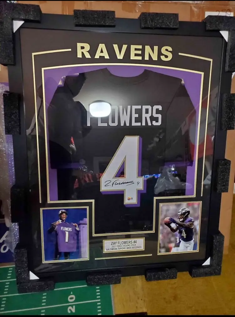 Zay Flowers Autograph Framed Jersey 