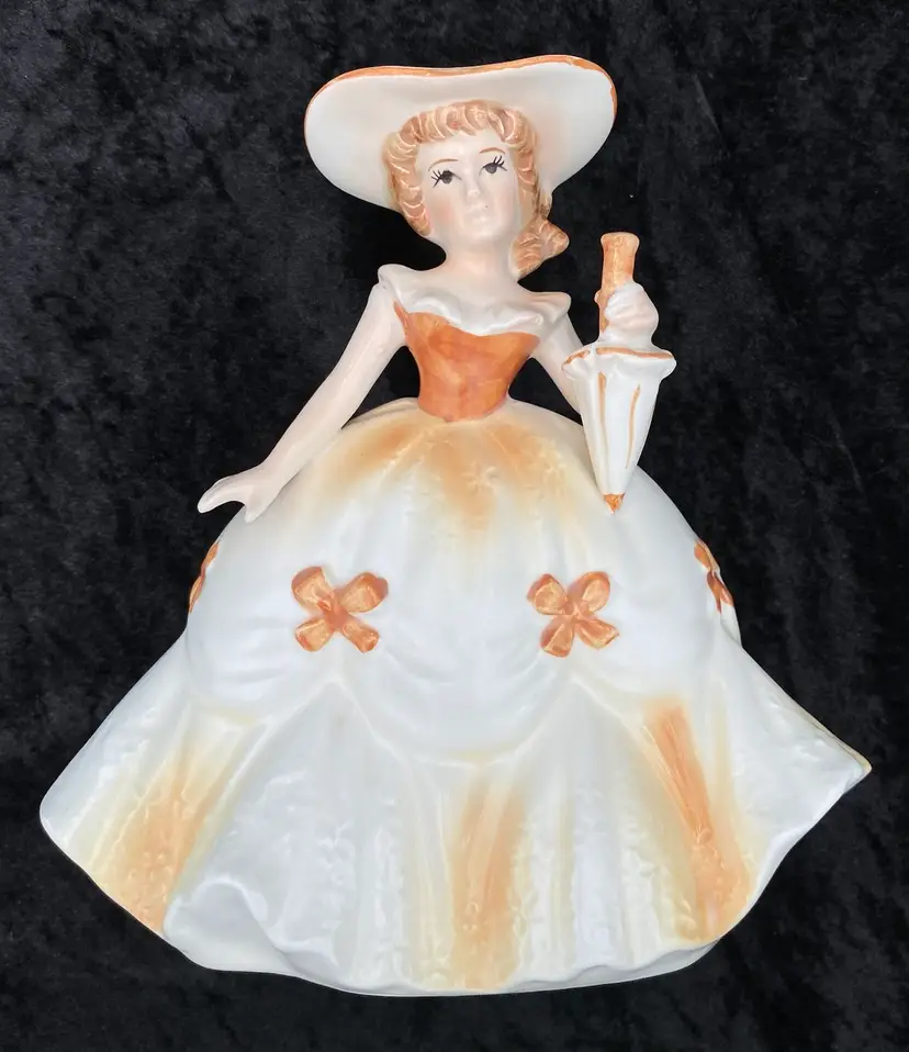 Vintage (1965) MCM Japanese Relpo Porcelain Edwardian Lady Planter, #5536, MINT