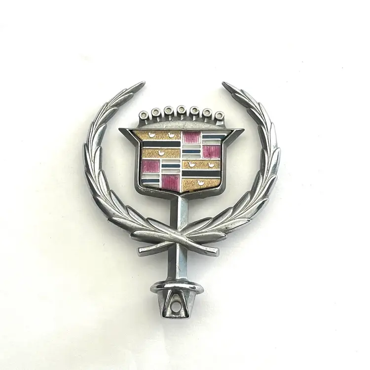 Chrome Vintage Cadillac Wreath Hood Ornament.