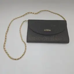 Vintage Gold Black 80s Purse Fold Over Magnet Clasp Chain Strap Formal Evening