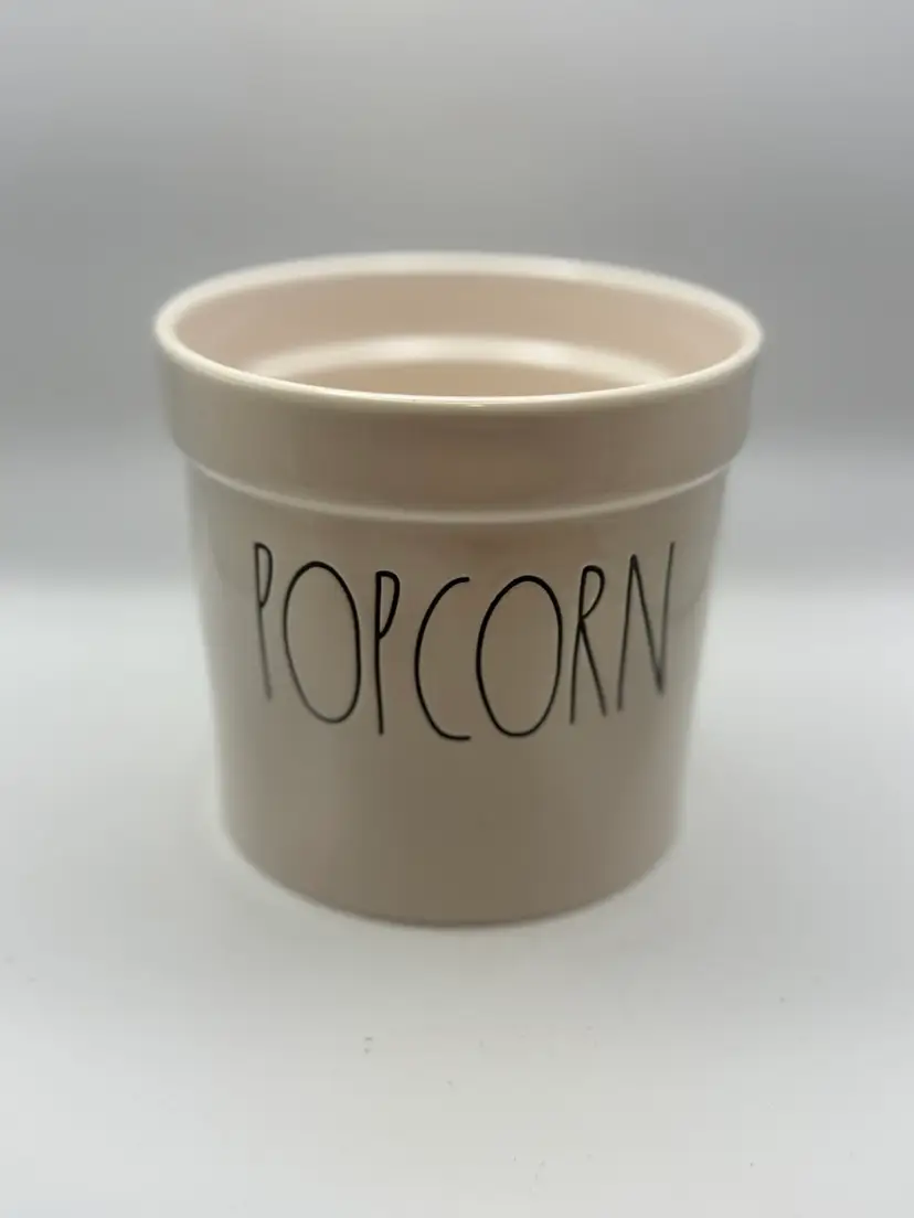 Rae Dunn Popcorn Crock 5” H; 5.5" D