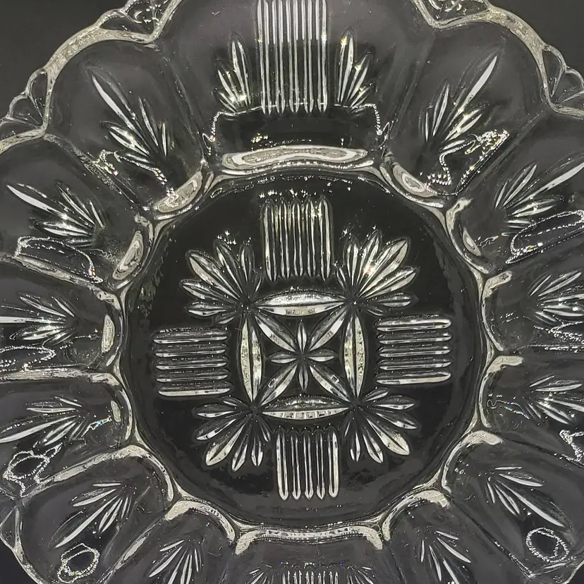 Vintage Clear Federal Glass Deviled Egg Plate 10.75"