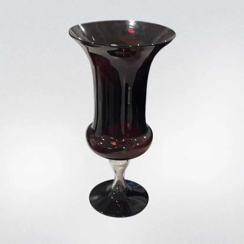 Vase Large Amethyst & Crystal  Stem 15”H