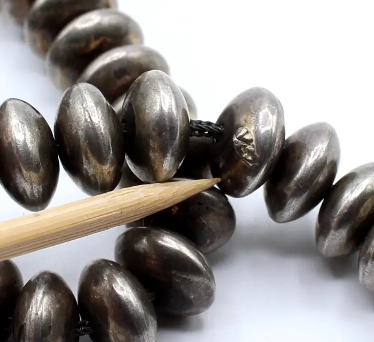 Vintage Native American sterling silver beaded 22.5" necklace 96g