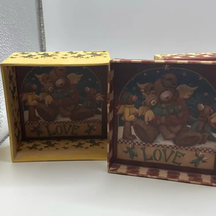 2001 Vintage Angel Bears Christmas 4 Nesting Boxes (Cardboard)