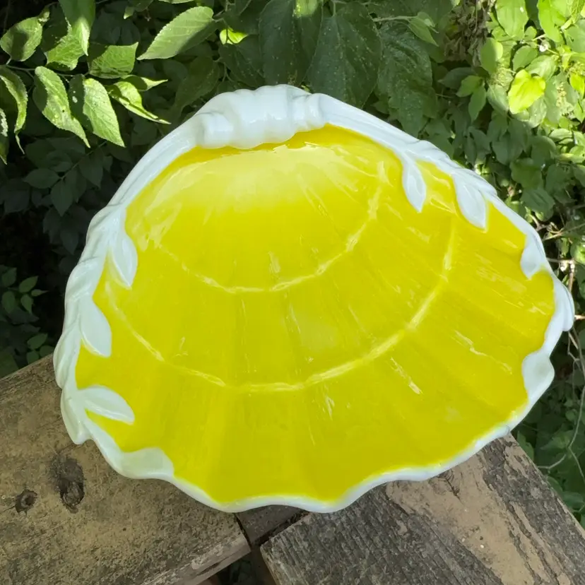 Vintage Fitz And Floyd Yellow Shell Dish
