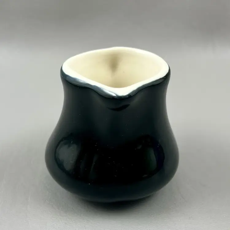 Vintage Chefsware Bone China 2.5" Black Creamer Syrup Pitcher USA