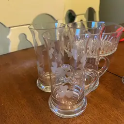 Crystal Etched Shamrock Irish Coffee Cappuccino Frosted Mug Flair Shape Handle