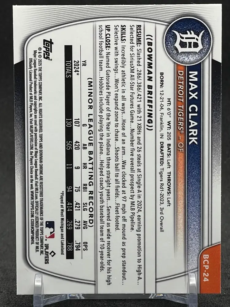 2025 Bowman - Chrome Prospects Max Clark #BCP-24 Reptilian Refractor