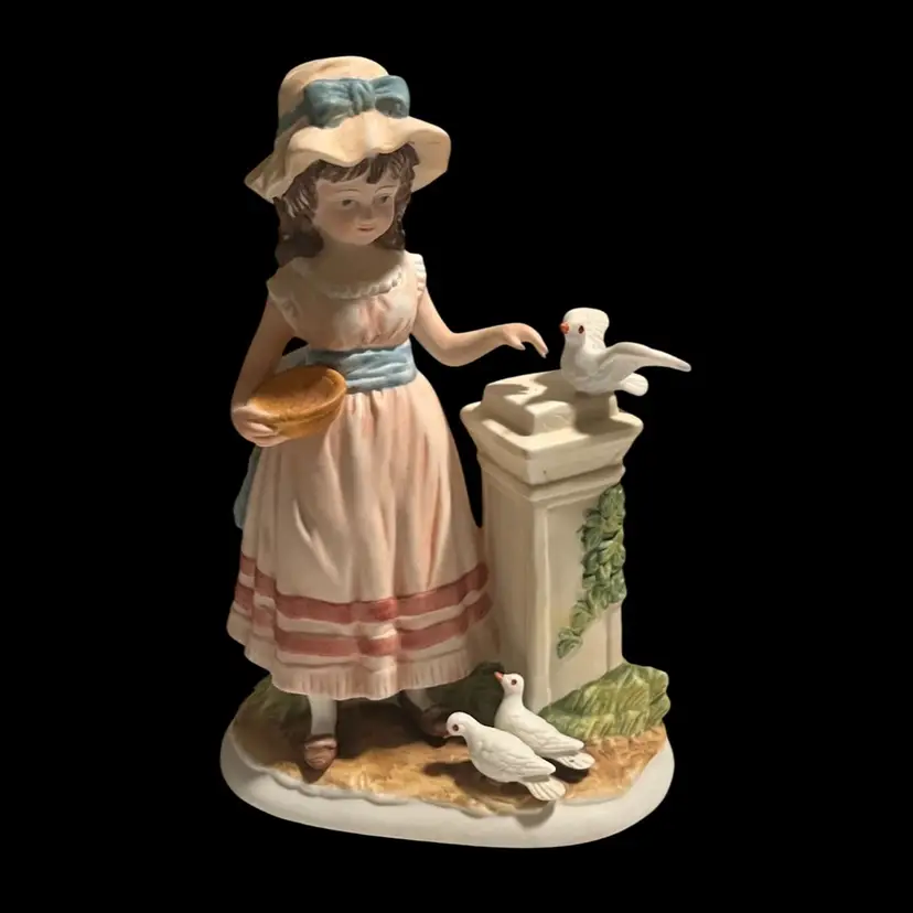 Lefton Girl With Birds Figurine