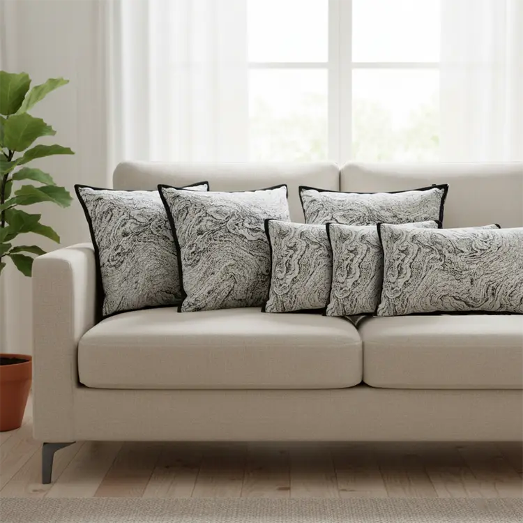 SOGA 6PC Abstract Black Edge & Artistic Black Border Pillow Covers 30-45cm Set