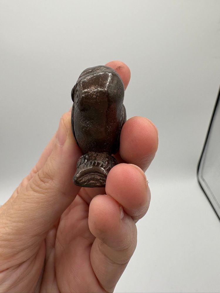 Miniature Bronze Owl Signed 1.5”