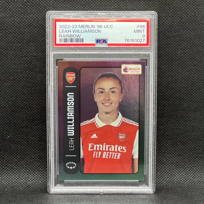 Leah Williamson 2022/23 Topps Merlin ‘98 Rainbow /5 PSA 9 Arsenal Soccer Card