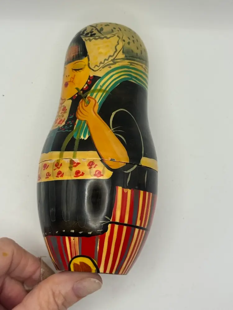 Russian Nesting Doll (five Dolls) Largest Is 6” - Slight wear on the largest doll due to age but all other dolls are in perfect condition.