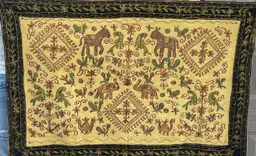 Embroidered Elephant
Tapestry Wall Hanging From Agra
India 33” X 49”