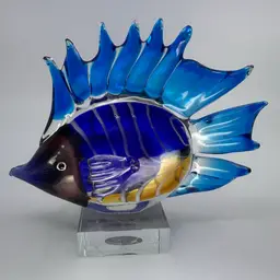 Blue Art Glass Fish