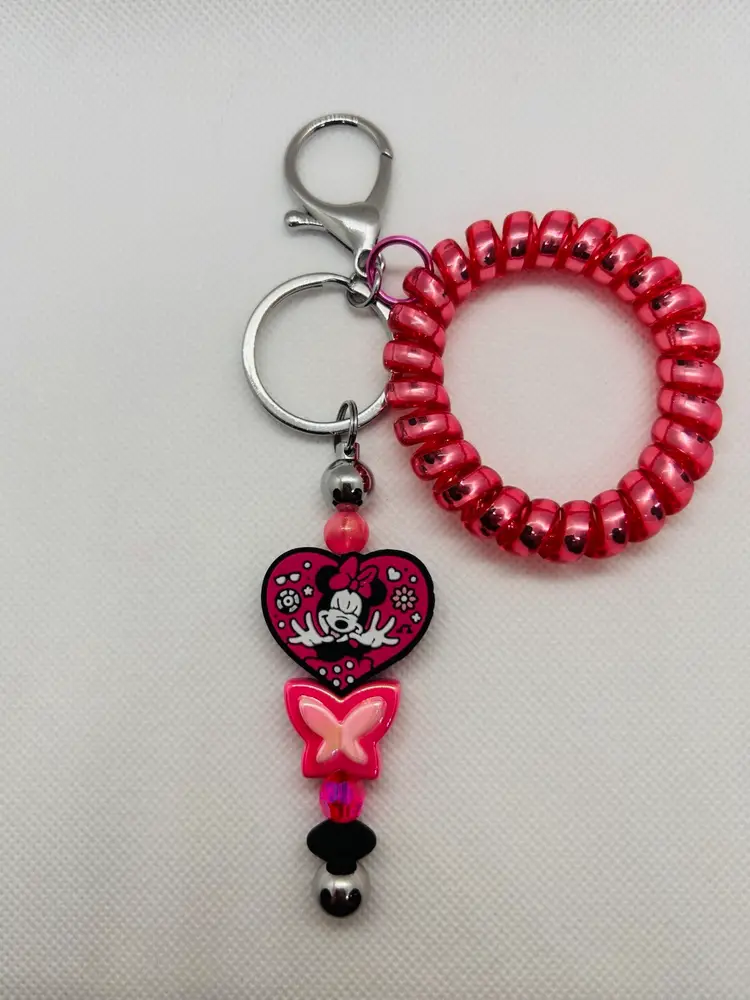 Disney Minnie Mouse Beaded Bag Charm Keychain