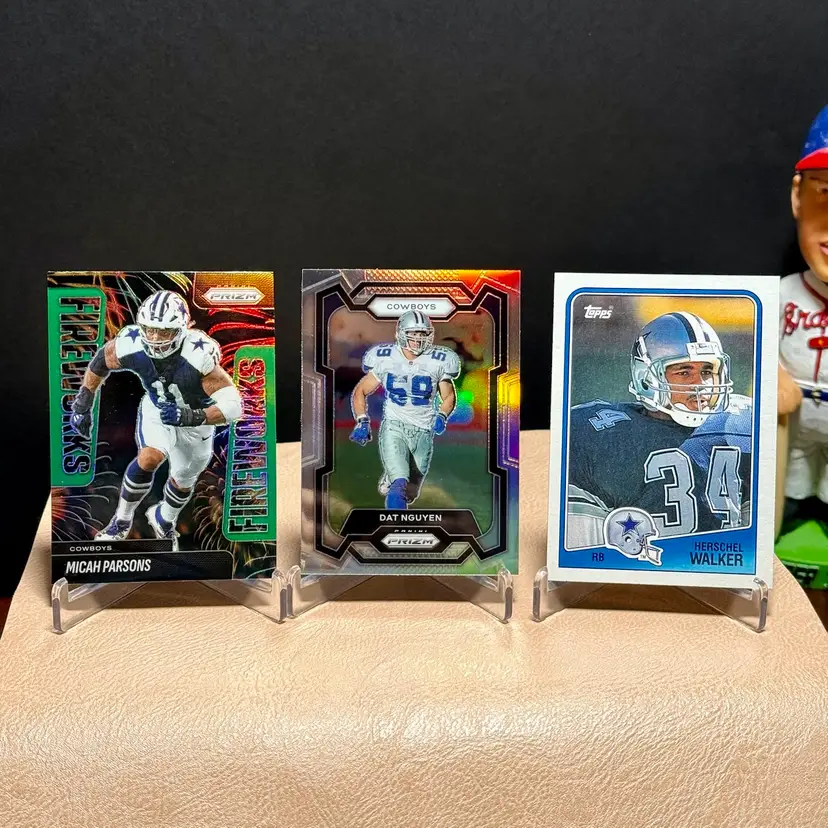 Micah Parsons, Dat Nguyen, Herschel Walker Dallas Cowboys Card Trio