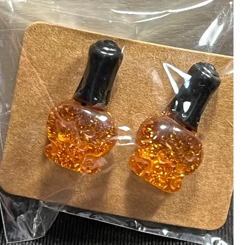Orange Fingernail, Polish Stud Earrings Made By Me
