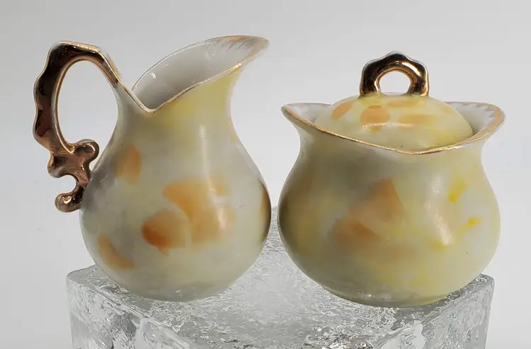 Mini Porcelain Floral Cream & Sugar Set Hand Painted