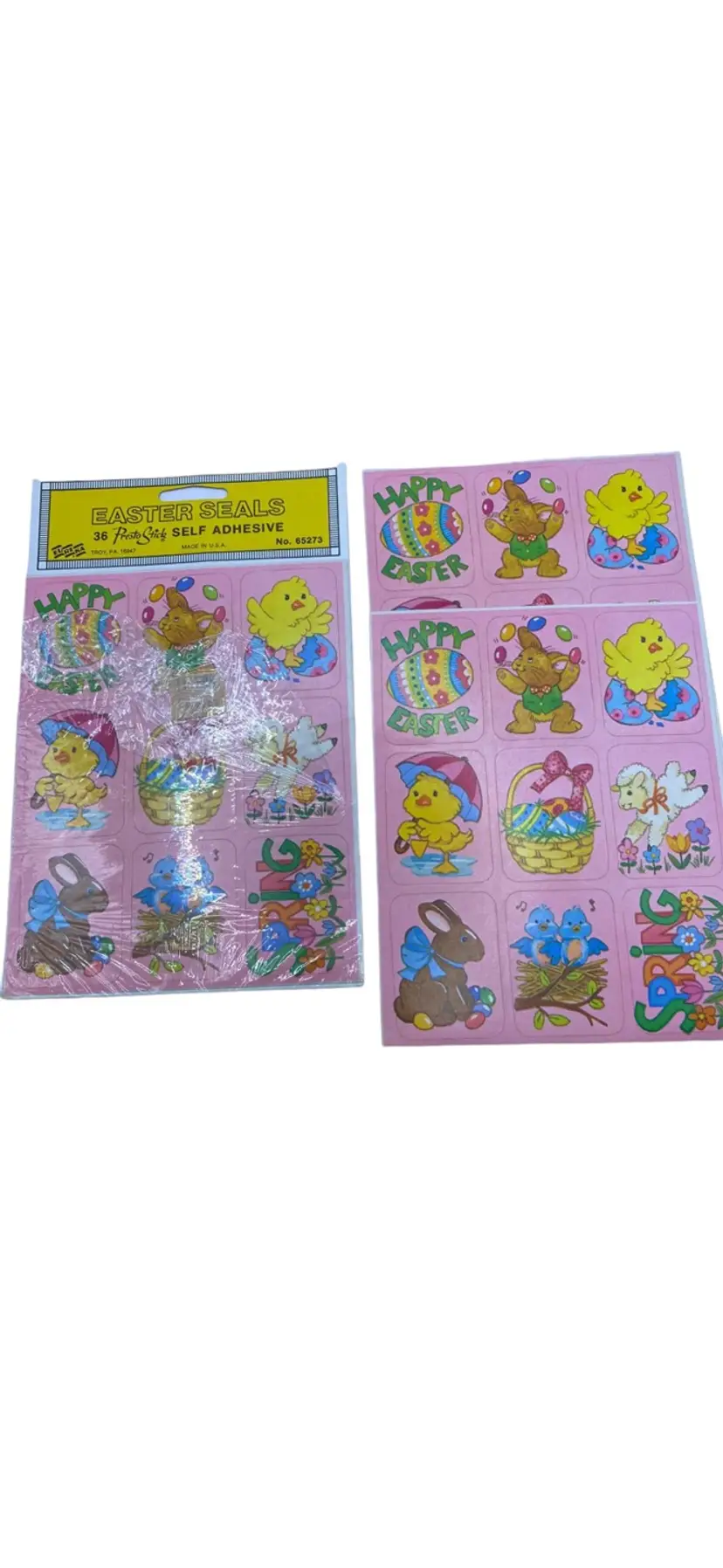 Vintage Easter Spring Sticker Seals Bunny Chicks Lamb Eureka Open Pack 3 Sheets