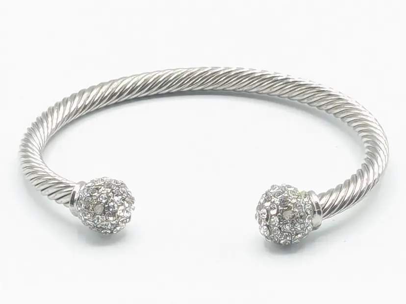 Touchstone Rivera Cuff Bracelet Crystals Rhodium READ*