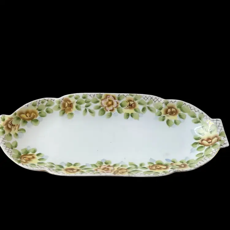 Antique Nippon, Ceramic Bone, China Celery/Relish Dish 12.25" X 5.25"