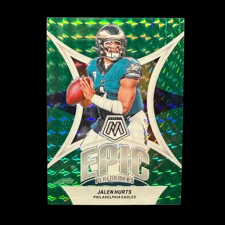 Jalen Hurts 2024 Panini Mosaic Epic Performers Green Prizm #EP-JH Eagles
