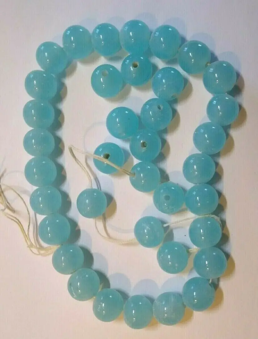 37 Cherry Brand Light Blue Translucent  Round Vintage Glass Beads 13/14 mm Japan