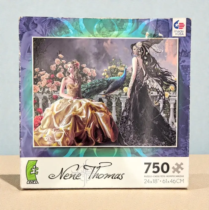 Pretty by Nene Thomas Ceaco 750 pcs 24x18 inch Puzzle HTF Peacock Fantasy Sealed