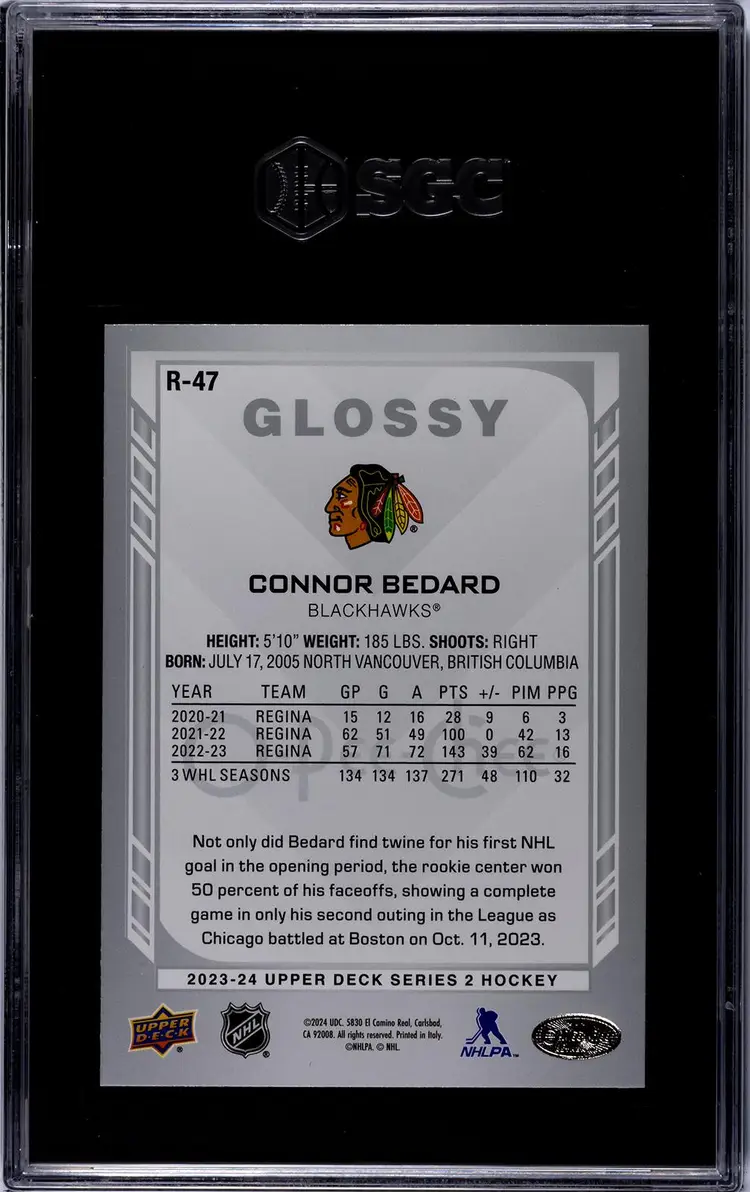 2023-24 Upper Deck O-Pee-Chee Glossy Connor Bedard RC SGC 9.5 SP