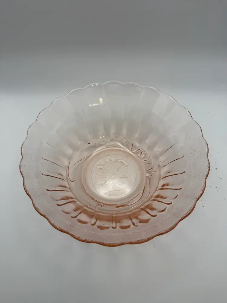 Vintage Anchor Hocking Mayfair Open Rose Pink Depression Glass Bowl