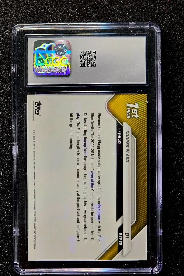 2025 Topps Now Cooper Flagg Rookie Draft CGC 10 GEM MT #D1 Rookie RC