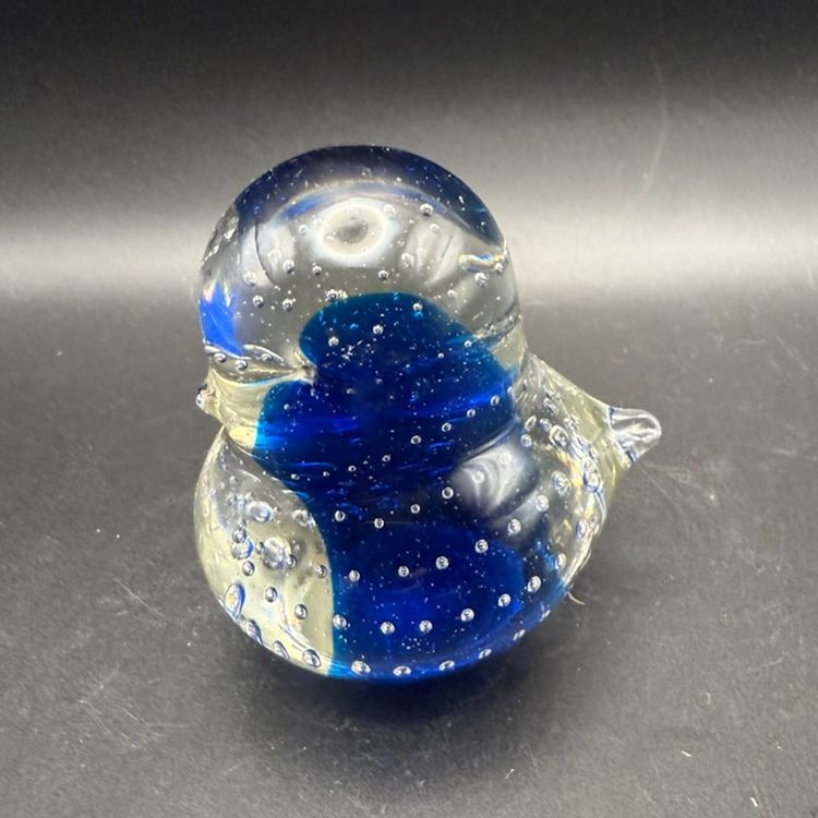 Vintage Art Glass Bluebird Paperweight With Controlled Bubbles