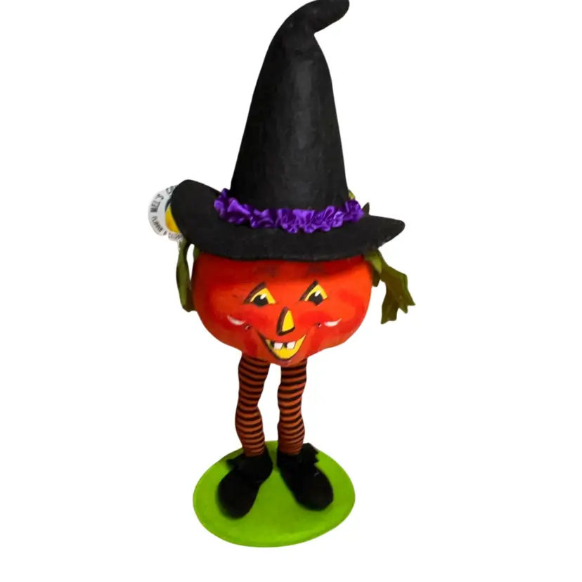Annalee Vintage Pumpkin Dude In Witches Hat