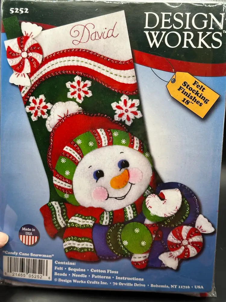 Design Works SNOWMAN Felt Christmas Stocking Kit 5252 18"