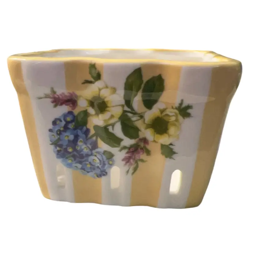 Vintage Yellow Wildflowers Small Berry Basket by Mackenzie-Childs 4.25” x 3”
